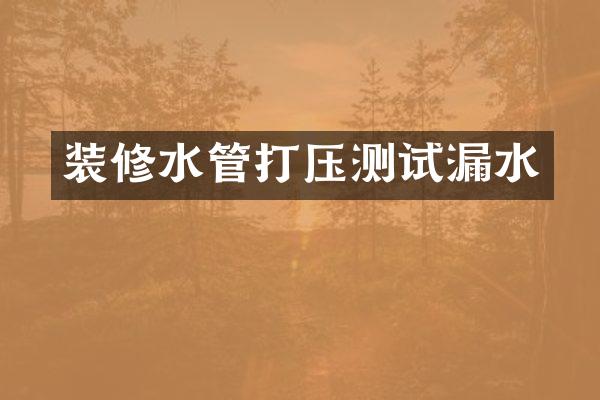 装修水管打压测试漏水