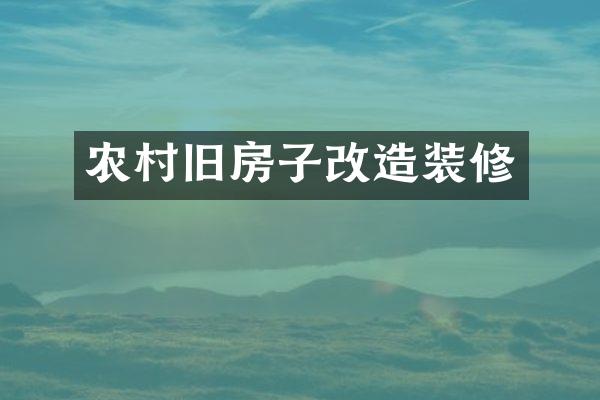 农村旧房子改造装修