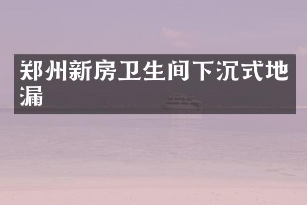 郑州新房卫生间下沉式地漏