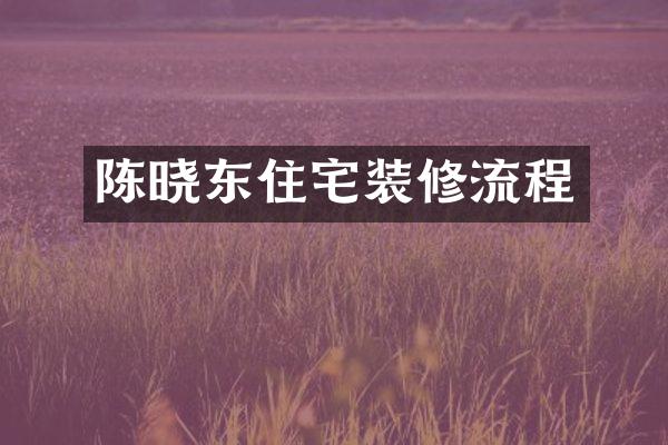 陈晓东住宅装修流程
