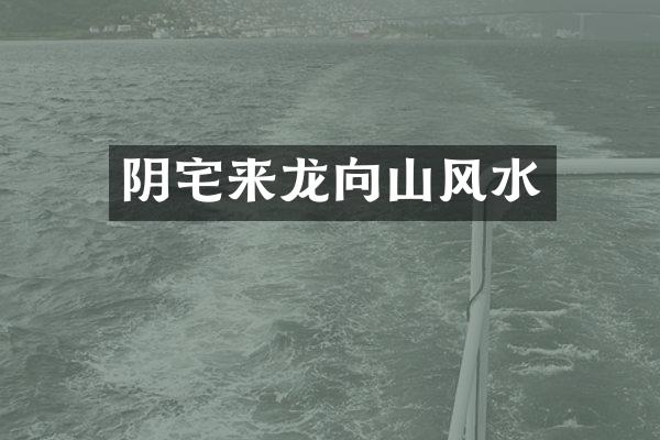 阴宅来龙向山风水