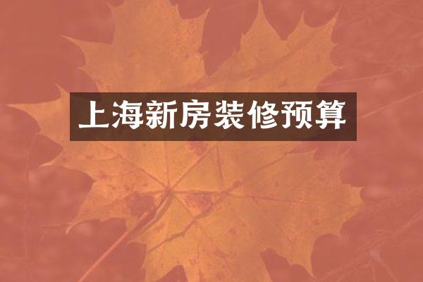 上海新房装修预算