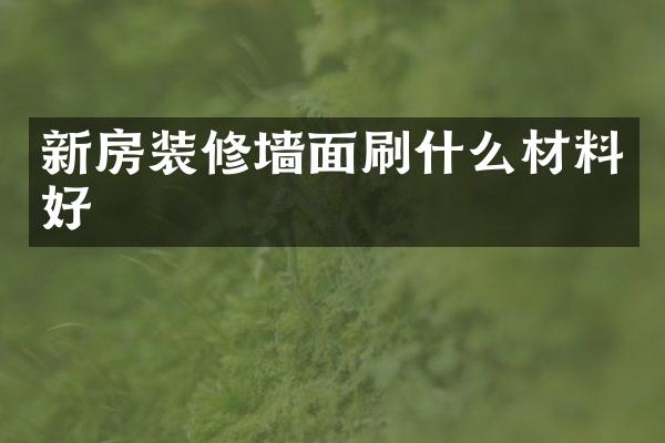 新房装修墙面刷什么材料好
