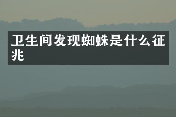 卫生间发现蜘蛛是什么征兆
