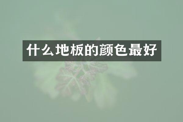 什么地板的颜色最好