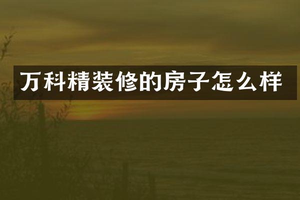 万科精装修的房子怎么样