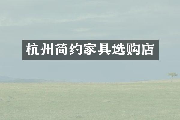 杭州简约家具选购店