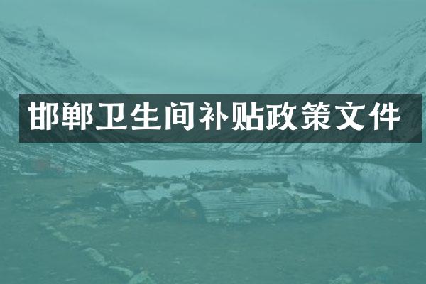 邯郸卫生间补贴政策文件