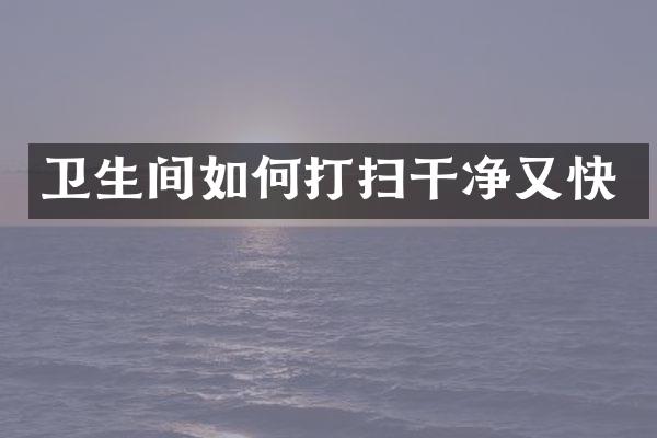 卫生间如何打扫干净又快