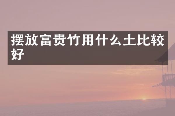 摆放富贵竹用什么土比较好