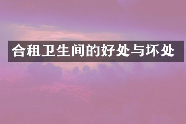 合租卫生间的好处与坏处
