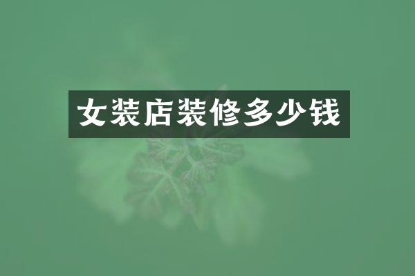 女装店装修多少钱