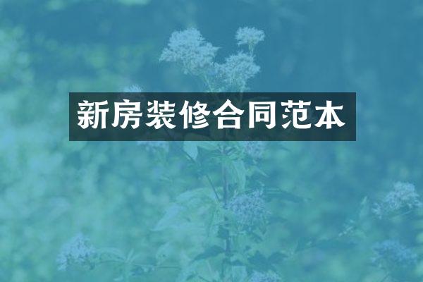 新房装修合同范本