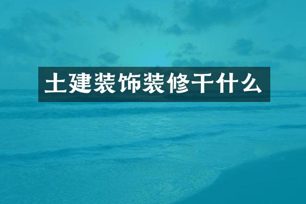 土建装饰装修干什么