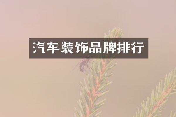 汽车装饰品牌排行