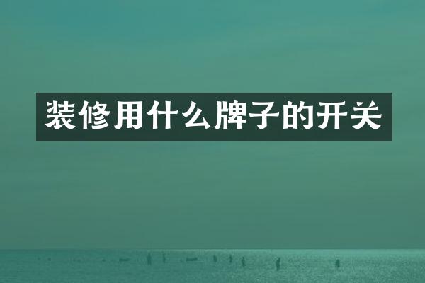 装修用什么牌子的开关