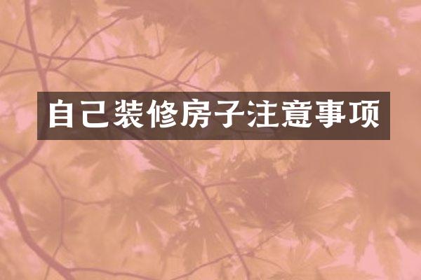 自己装修房子注意事项
