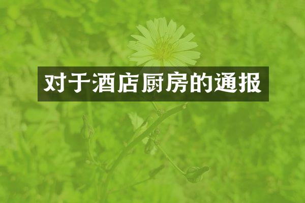 对于酒店厨房的通报
