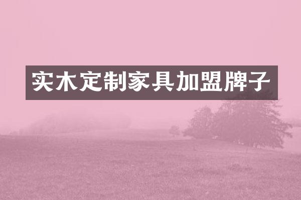 实木定制家具加盟牌子