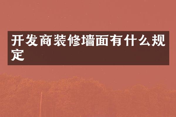 开发商装修墙面有什么规定