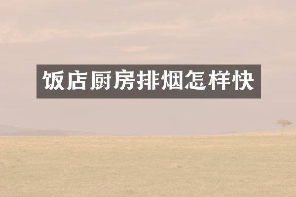 饭店厨房排烟怎样快