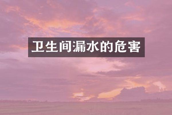 卫生间漏水的危害