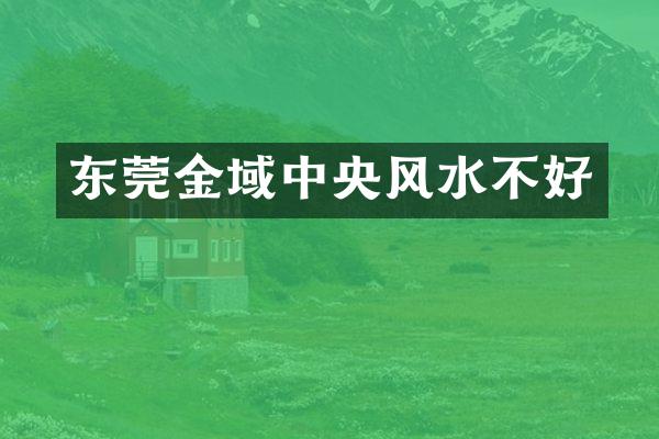 东莞金域中央风水不好