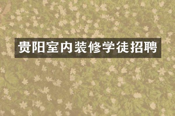 贵阳室内装修学徒招聘