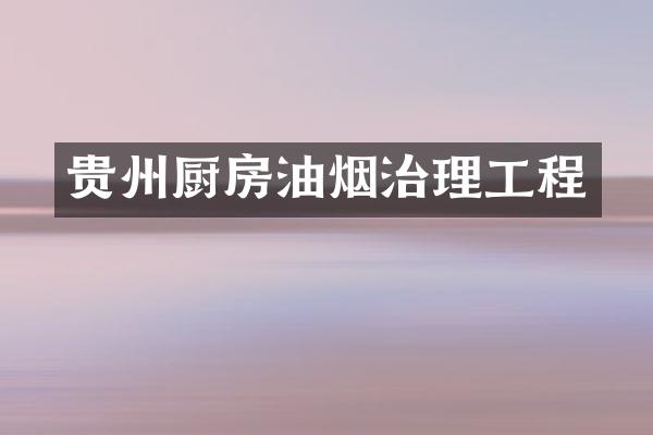 贵州厨房油烟治理工程