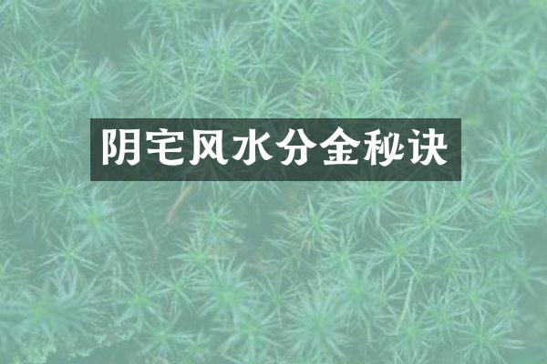 阴宅风水分金秘诀