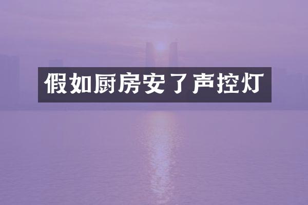 假如厨房安了声控灯