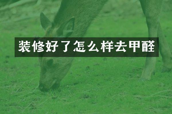 装修好了怎么样去甲醛