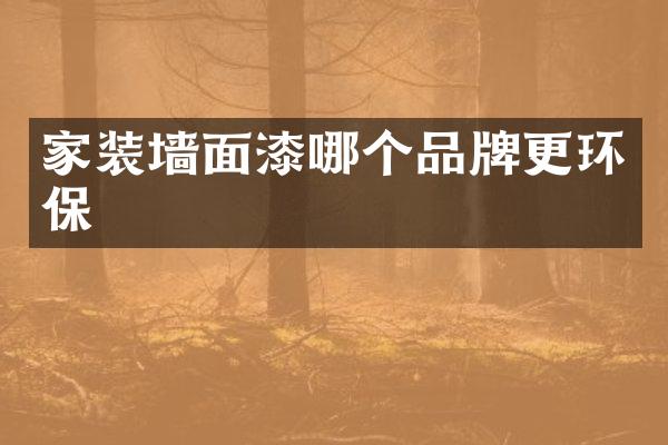 家装墙面漆哪个品牌更环保