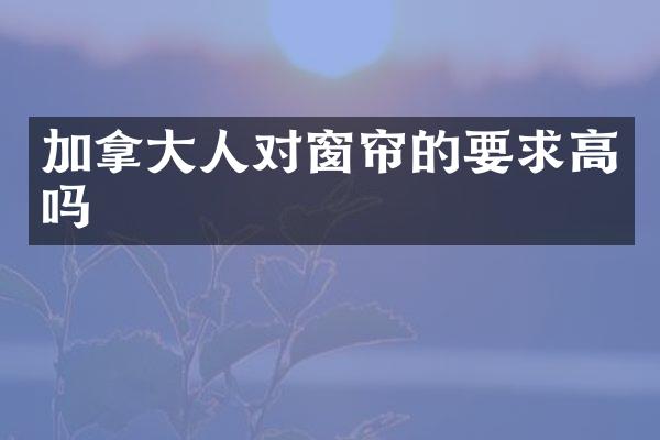 加拿大人对窗帘的要求高吗