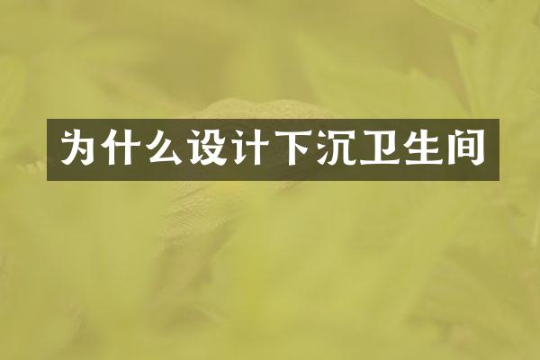 为什么设计下沉卫生间