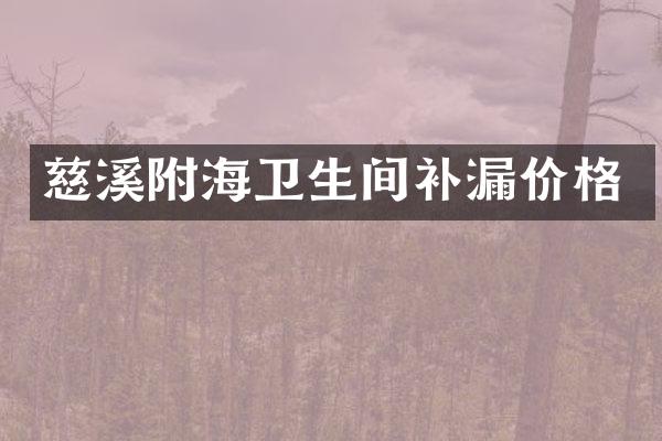 慈溪附海卫生间补漏价格