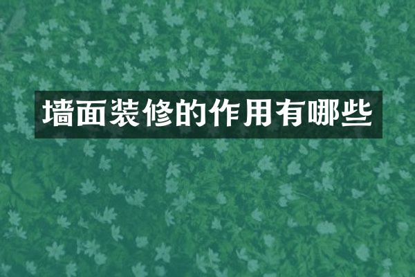 墙面装修的作用有哪些