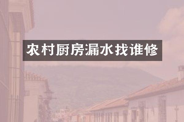农村厨房漏水找谁修