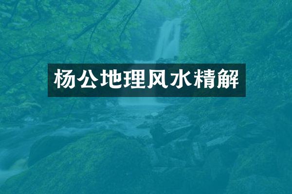 杨公地理风水精解