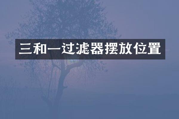 三和一过滤器摆放位置