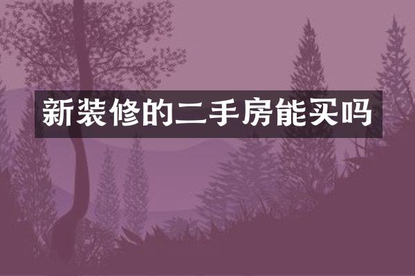 新装修的二手房能买吗