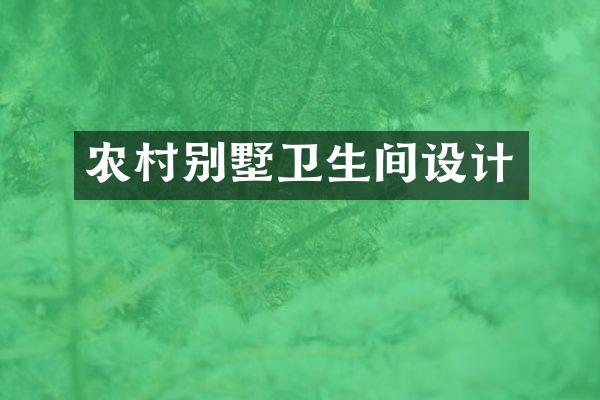 农村别墅卫生间设计