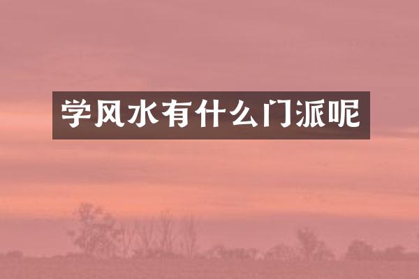 学风水有什么门派呢