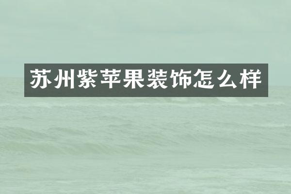 苏州紫苹果装饰怎么样
