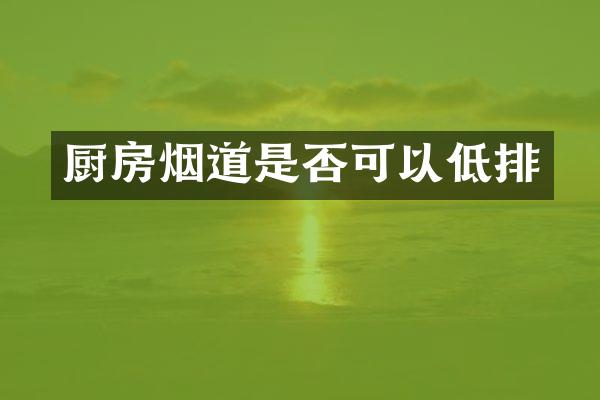 厨房烟道是否可以低排