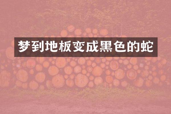 梦到地板变成黑色的蛇