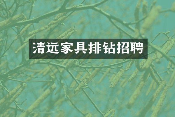 清远家具排钻招聘