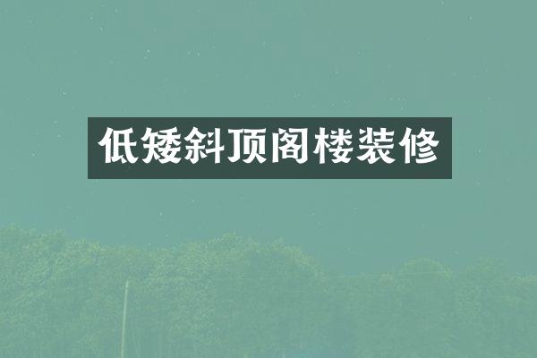 低矮斜顶阁楼装修