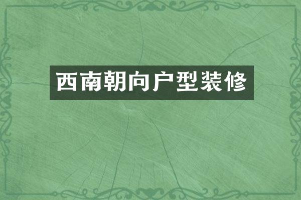 西南朝向户型装修