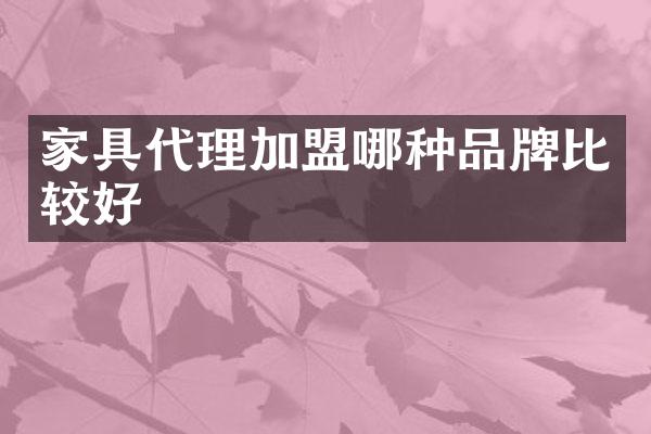 家具代理加盟哪种品牌比较好